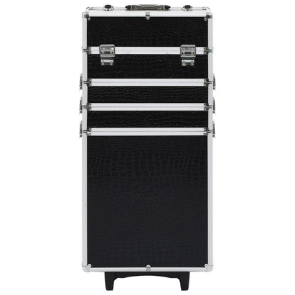 Koffer – Reiskoffer – Handbagage – Trolley – Spinner – Zwart Krokodillenprint – Hardcase Pc – Stil Rijdende Wielen – Ophanghaak