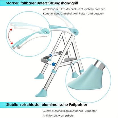 Toiletverhoger – WC Verhoger – Toiletbril Verhoger – WC Bril Verhoger – Badkamersteun – Verstelbare Hoogte – Stevig Aluminium Frame – Antislip Voetjes