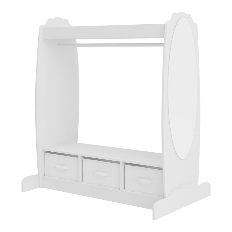 Kinderkast – Kledingkast – Opbergkast – Speelgoedkast – Ladekast – MDF Constructie – Inclusief 3 Uitschuifbare Opbergdozen – 107x95x61 cm Wit