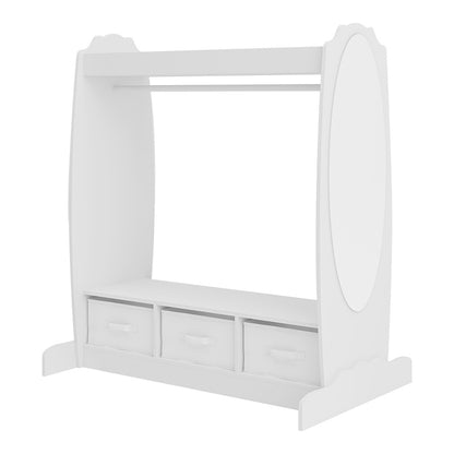 Kinderkast – Kledingkast – Opbergkast – Speelgoedkast – Ladekast – MDF Constructie – Inclusief 3 Uitschuifbare Opbergdozen – 107x95x61 cm Wit