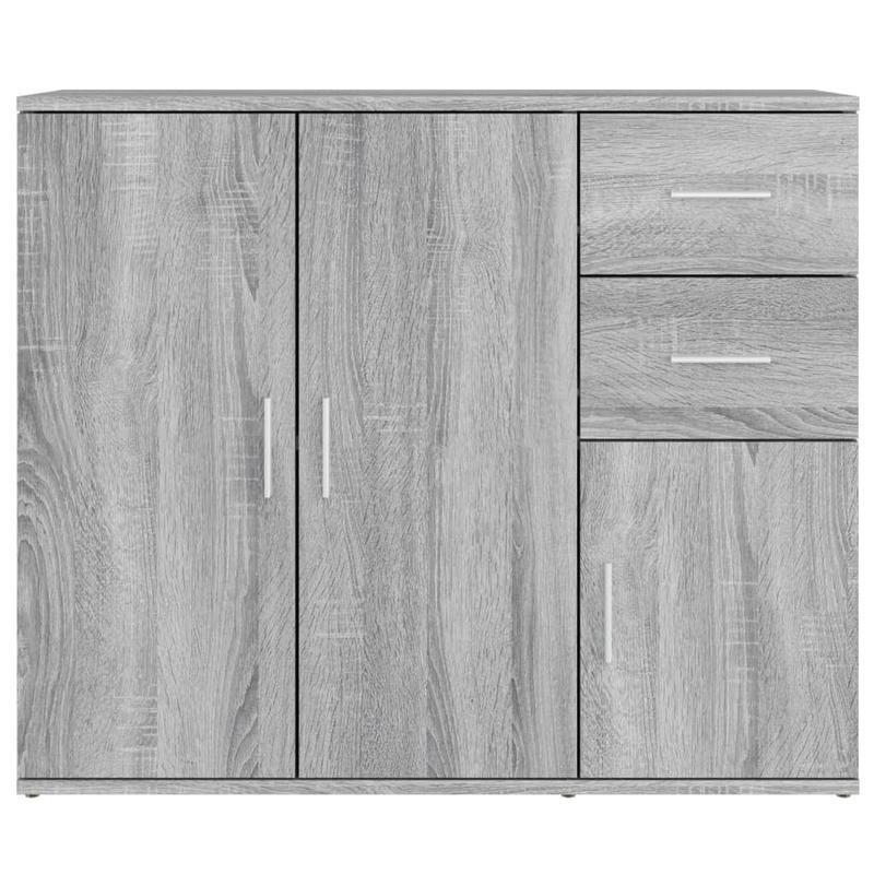 Dressoir – Opbergkast – Ladekast – Buffetkast – Wandkast – Bewerkte Houtlook – 91x29,5x75 cm – Grijs Sonoma Eiken