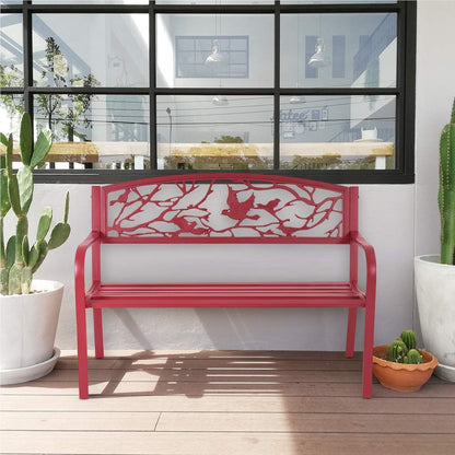 Tuinbank – Buitenbank – Parkbank – Zitbank – Balkonbank – Metaal – Gietijzer – 2-3 Zits – Weerbestendig Rood – Ergonomisch Comfort