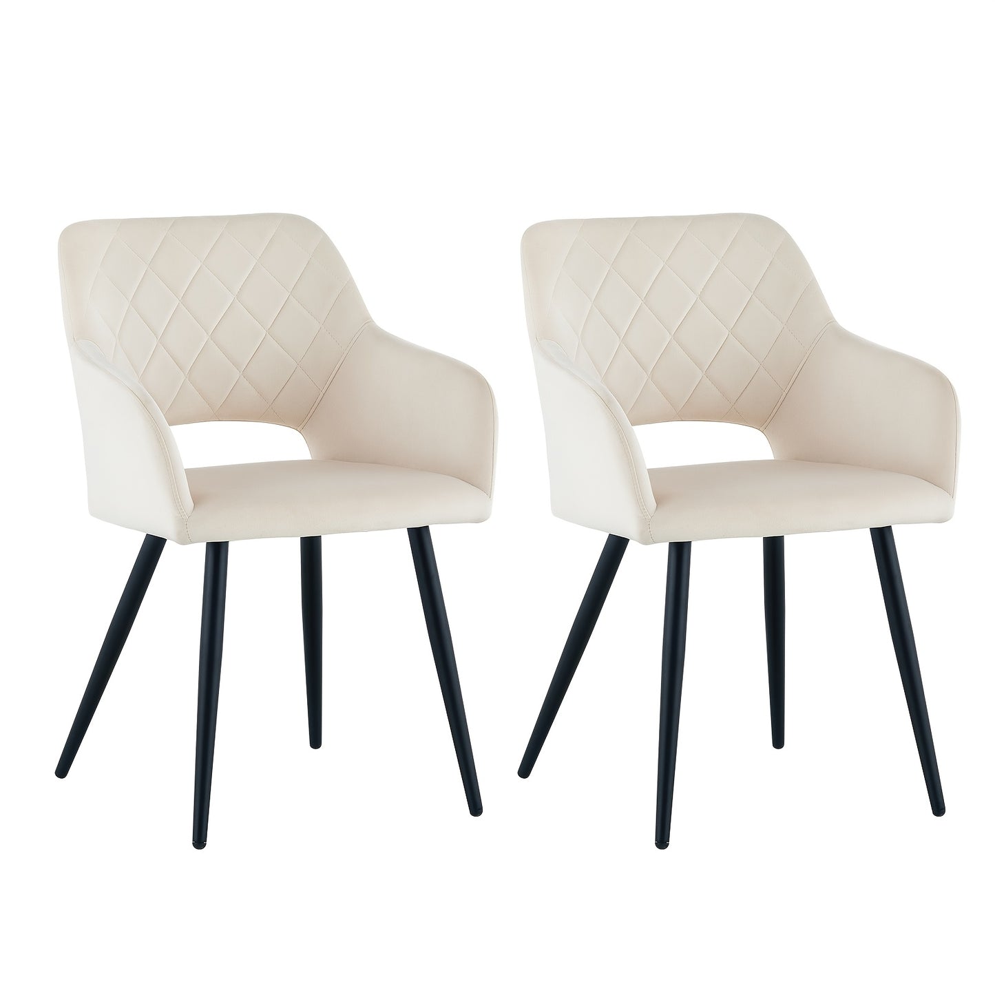 CLIPOP Black Velvet Dining Chairs Set Of 2, Upholstered Kitchen Chair with Arms And Metal Legs, Tub Reception Chairs for Dining Room Bedroom Office