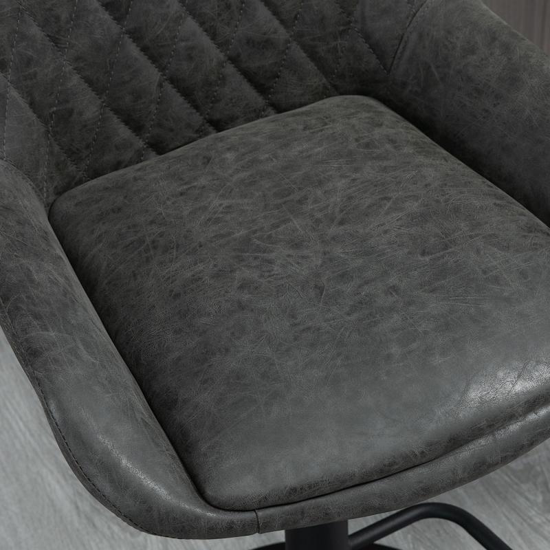 Barstoel Verstelbaar – Barkruk – Barstoelen – Keukenstoel – Hoge Stoel – Met Voetsteun – Donkergrijs Zwart – Hoogwaardig Hardhout Metaal – Comfortabel Ergonomisch