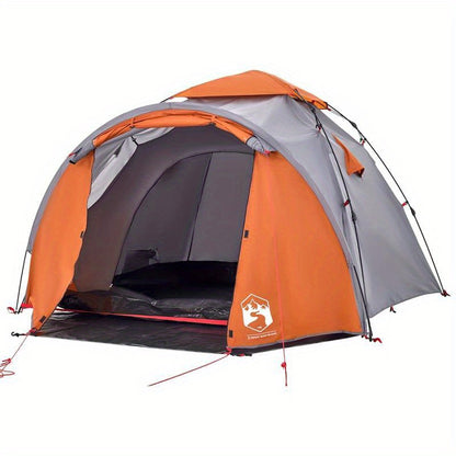 3-Persoons Campingtent – Familie Tent – Buitentent – Vriendentent – Festival Tent – Lichtgewicht Polyester – Snelle Haak-en-Loop Sluiting – Grijs/Oranje
