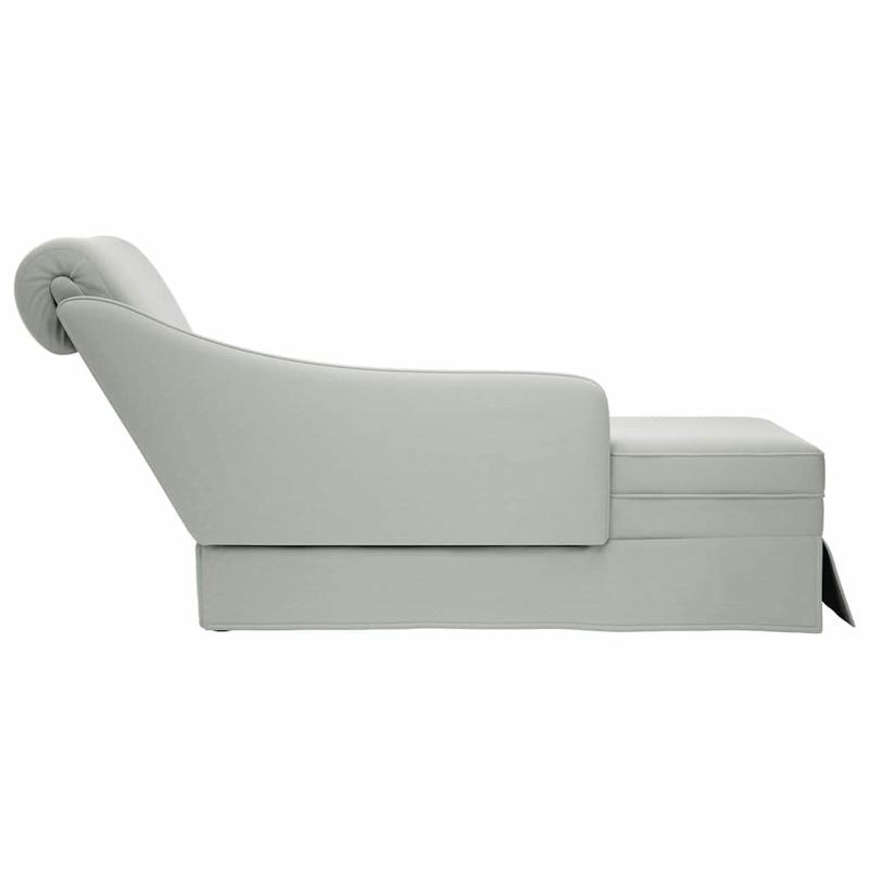 Chaise Longue – Loungebank – Ligstoel – Relaxbank – Bank met Armleuning – Lichtgrijs Velvet – Met Bolsterkussen – Stevig Metalen Frame