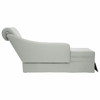 Chaise Longue – Loungebank – Ligstoel – Relaxbank – Bank met Armleuning – Lichtgrijs Velvet – Met Bolsterkussen – Stevig Metalen Frame