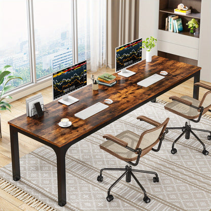 Computerbureau – Bureau – Werkplek – Bureau voor Thuiswerken – Dubbel Bureau – Extra Ruim 200 cm – Stevig Metalen Frame