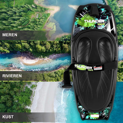 Watersport Kneeboard – Knieboard – Bodyboard – Waterskia Board – Kneesurfboard – Zwart/Groen – Lichtgewicht & Waterbestendig – Verstelbare Veiligheidsband
