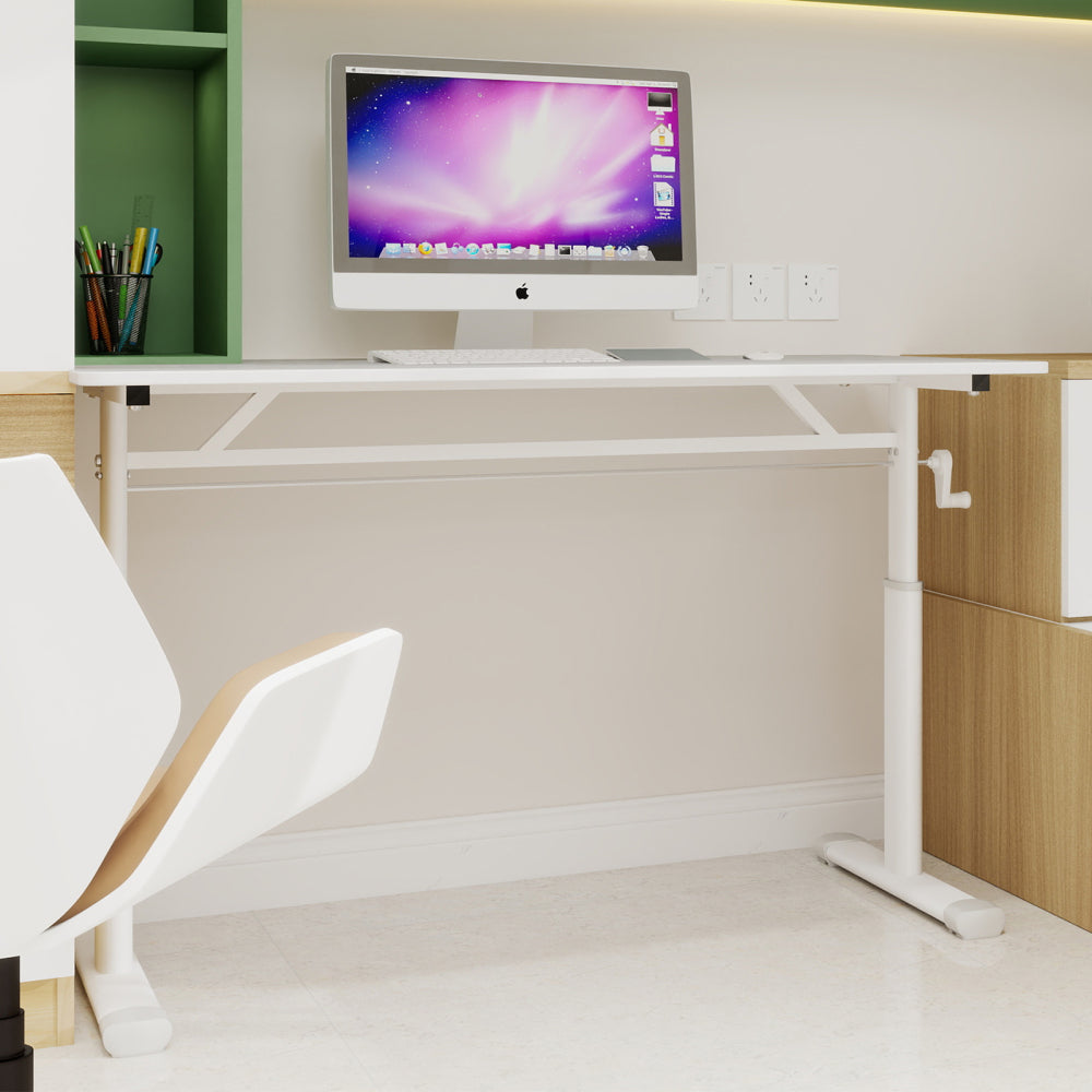 Adjustable Height Study Desk - Heavy-Duty A-Frame Design with Spacious Work Surface, Space-Saving Compact Home Office Desk, Easy Assembly, Manual Height Adjustment (No Electricity), Sturdy Floor-Standing Construction, & Multi
