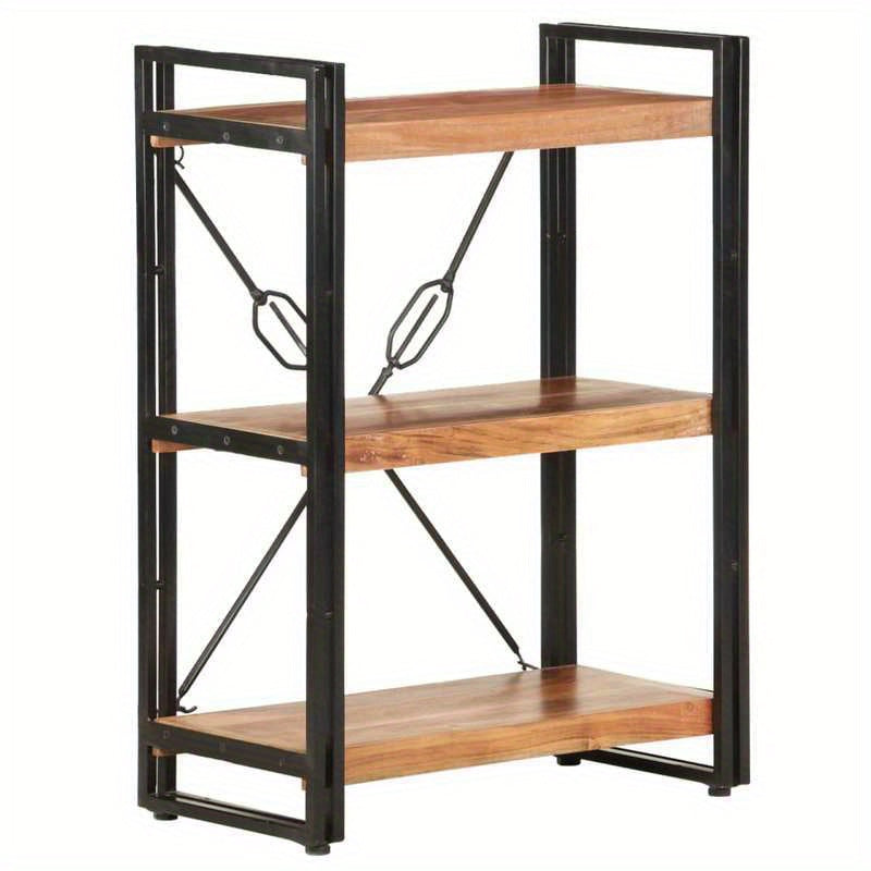 Bookshelf with 3 Shelves, Measuring 60X30X80 Cm, Made of Solid Acacia Wood, Standing Shelf