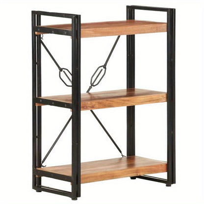 Bookshelf with 3 Shelves, Measuring 60X30X80 Cm, Made of Solid Acacia Wood, Standing Shelf