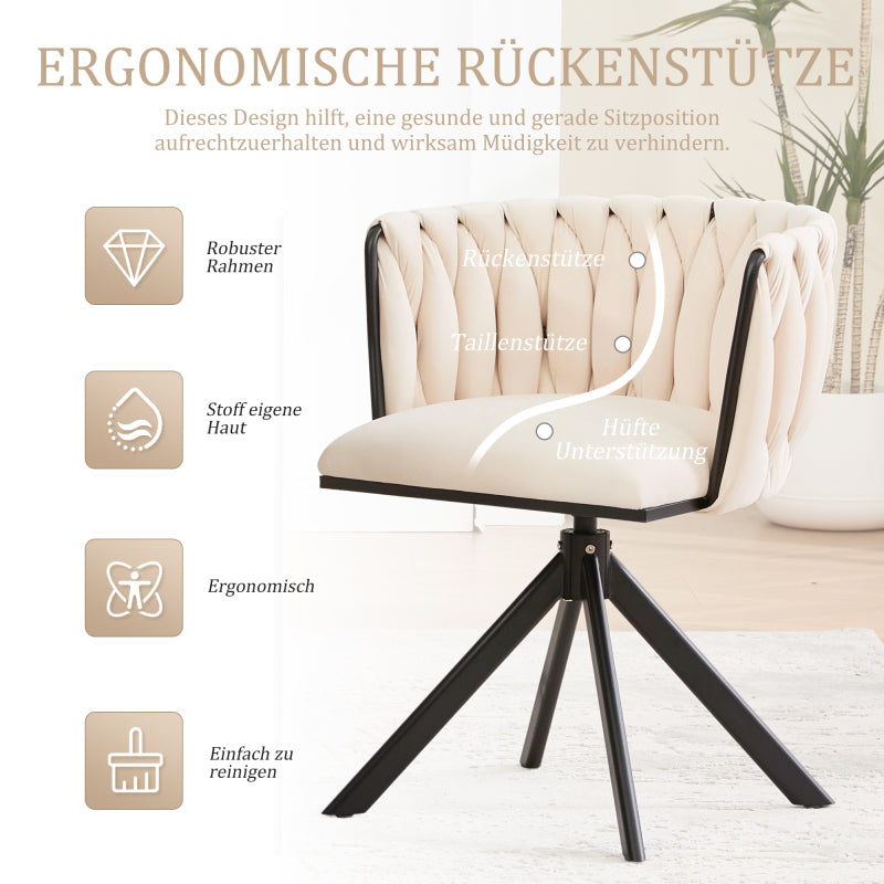 Velours Fauteuil – Lounge Stoel – Draaistoel – Relaxstoel – Zithoekstoel – Set Van 2 – 180° Draaibaar – Ergonomische Rugsteun