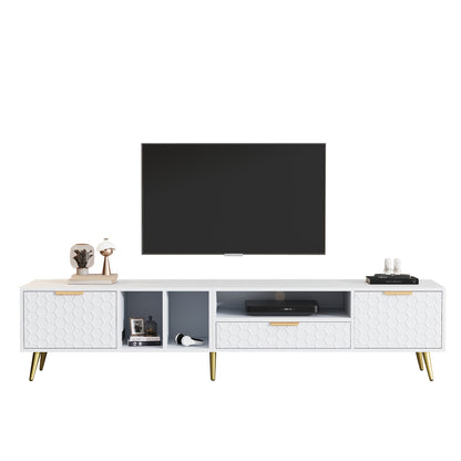 Modern TV Meubel – TV Kast – TV Stand – TV Dressoir – TV Bank – Vertical Design – Geschikt Tot 80 Inch – MDF & Hout – Mat Honingraatdessin – Ruimtebesparend – Met Opbergruimte