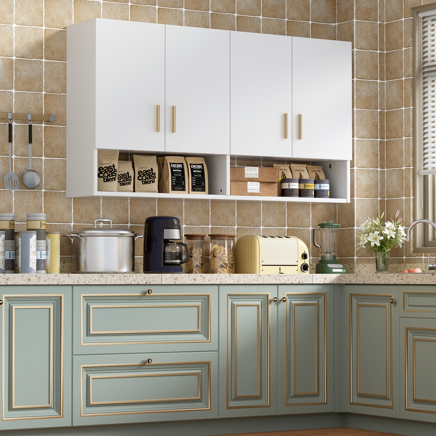 Wandkast – Keukenkast – Opbergkast – Badkamerkast – Bijkeukenkast – Wit – 3 Planken & 2 Deuren – Compact & Vochtbestendig