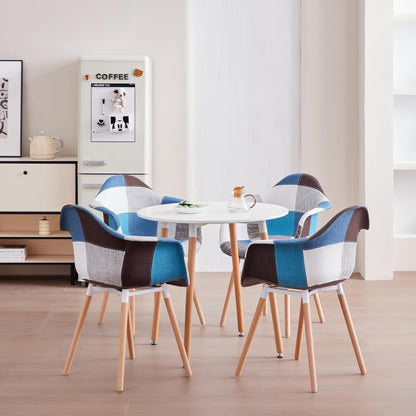 Eetkamerstoel – Stoel – Designstoel – Eetkamerstoel Met Armleuning – Zithoekstoel – Blauwgrijs Linnen – Ergonomische Rugleuning – Beukenhouten Poten