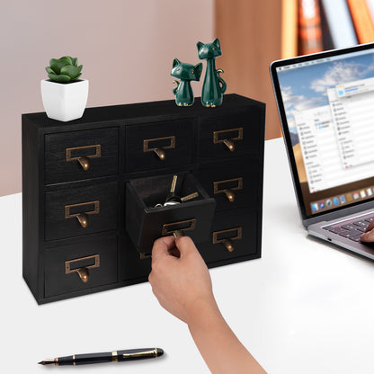 Houten Opberger – Ladekast – Organiser – Opbergkast – Ladenkast – 9 Lades – Ruimtebesparend Verticaal Design – Duurzaam Hout Met Metalen Knoppen