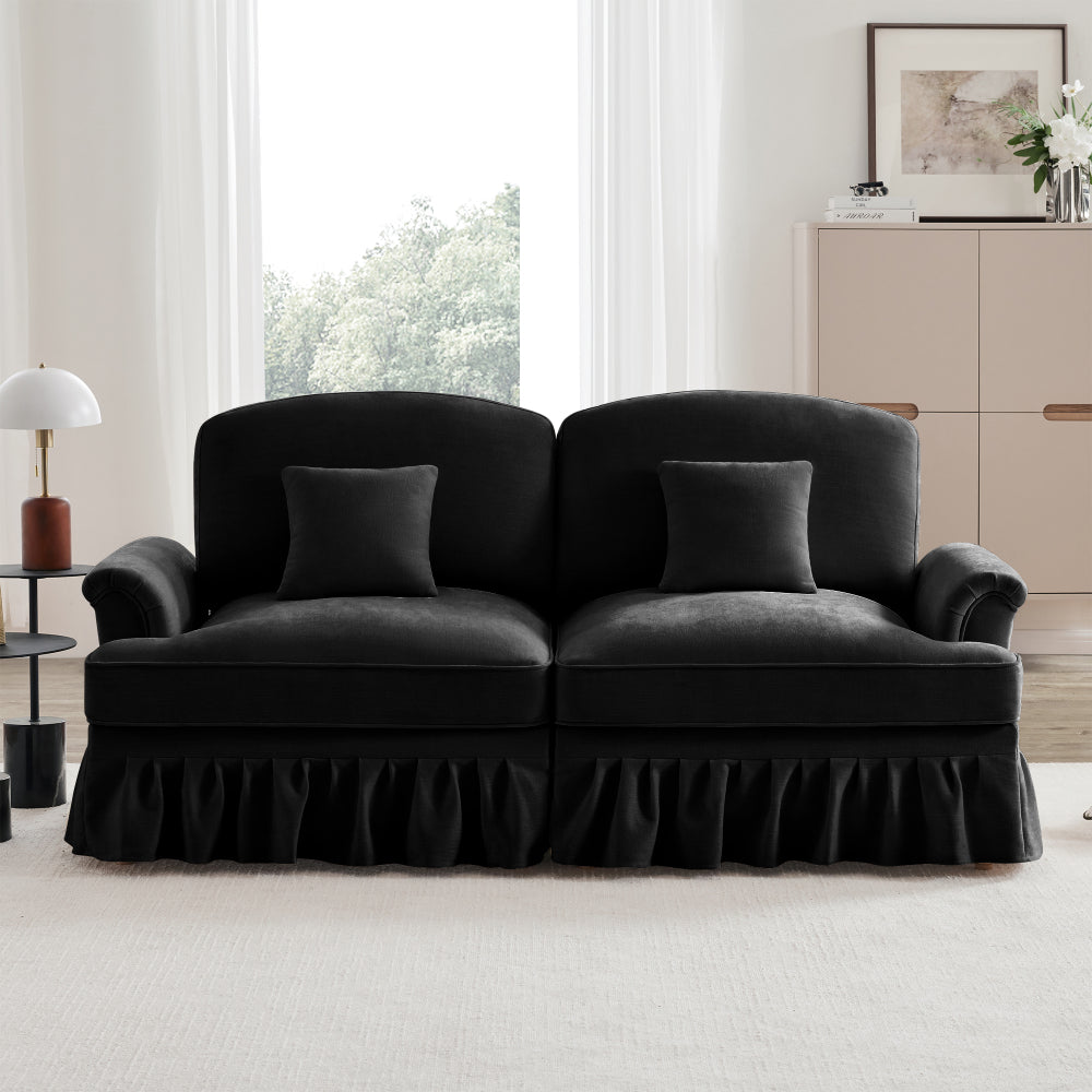 2-zitsbank – Tweezits Sofa – Zitbank – Bankstel – Tweepersoonsbank – Chenille Bekleding – Brede Gevloerde Armleuningen – Verwijderbare Bies – Compact Ruimtebesparend Design – Duurzaam Comfortabele Zitplaats