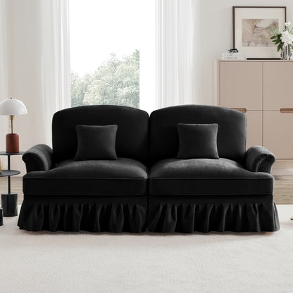 2-zitsbank – Tweezits Sofa – Zitbank – Bankstel – Tweepersoonsbank – Chenille Bekleding – Brede Gevloerde Armleuningen – Verwijderbare Bies – Compact Ruimtebesparend Design – Duurzaam Comfortabele Zitplaats