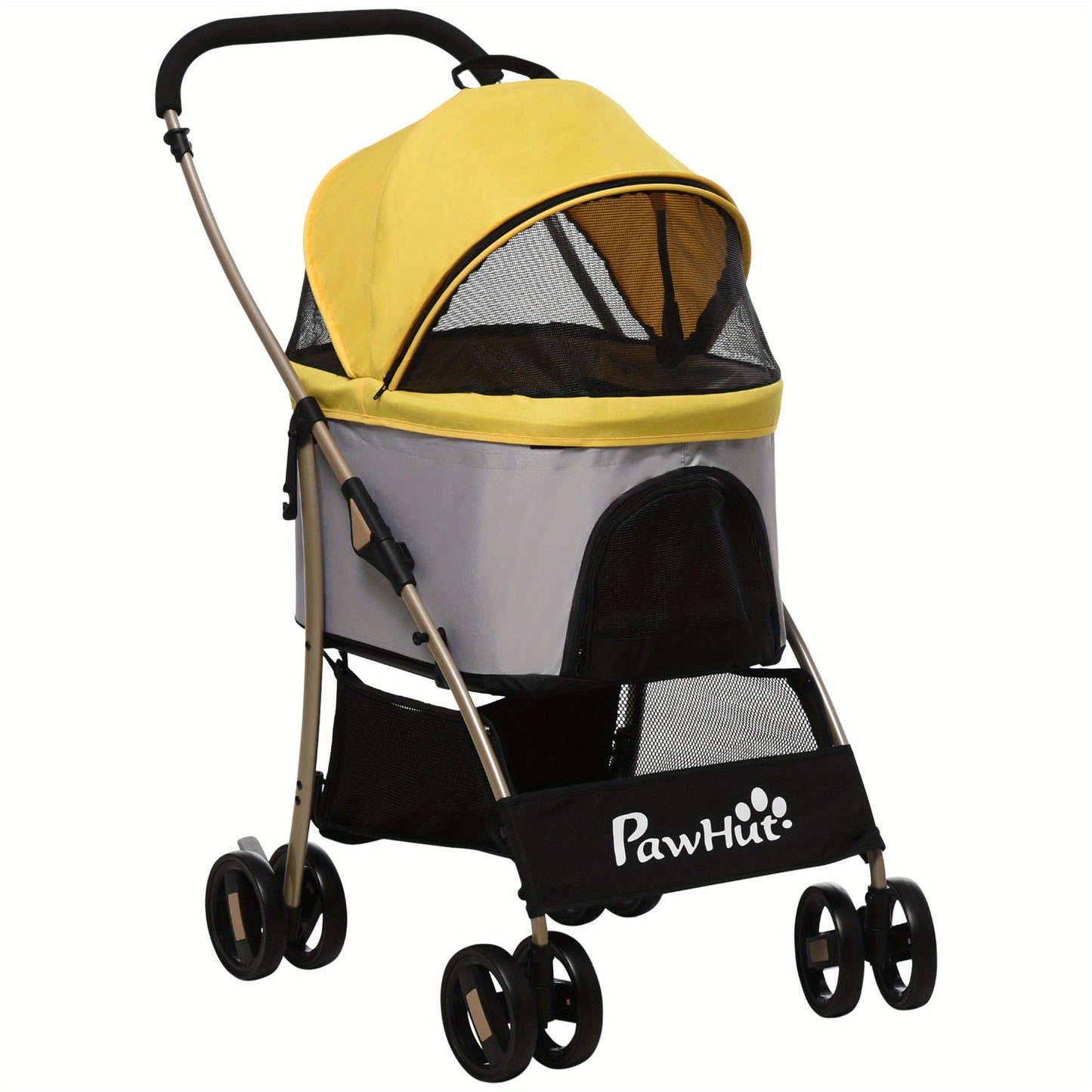 Hondenwagen – Hondenbuggy – Huisdierenwagen – Wandelwagen – Draagtas – 2-in-1 Opvouwbaar – Gevoerd Zitkussen & Remmen