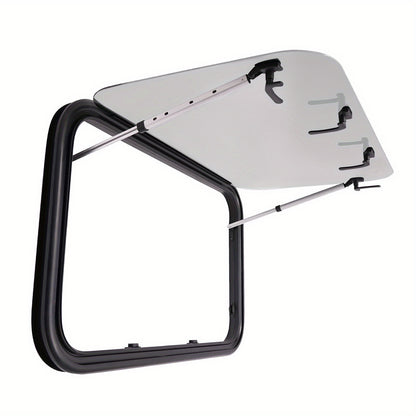 Camperraam – Uitzetraam – Caravanraam – Ventilatieraam – Nooduitgangraam – Aluminium – 4mm Gehard Glas – 91x56 cm – 65° Openend