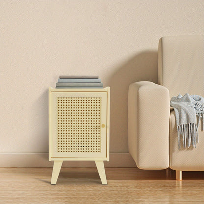 Nachtkastje – Bedside Table – Bijzettafel – Opbergmeubel – Nachtmeubel – Modern Minimalistisch Design – Compact Formaat – Duurzaam Bamboe & Krasbestendig – Romig Beige