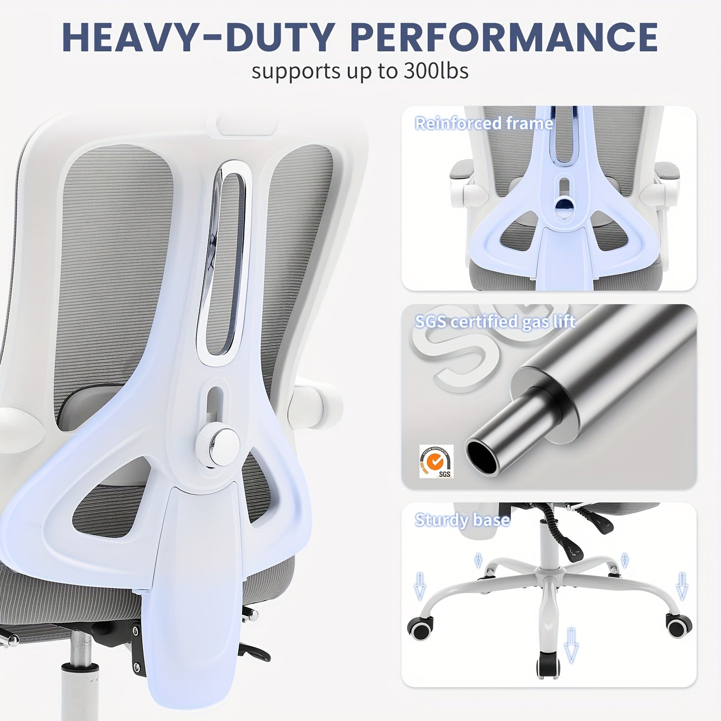 Ergonomische Bureaustoel – Bureaustoel Met Voetensteun – Kantoorstoel – Comfortabele Werkstoel – Gamestoel – Verstelbare Lendensteun – Ademend Mesh – 360° Draaibaar Met Metalen Frame – Grijs