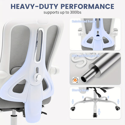 Ergonomische Bureaustoel – Bureaustoel Met Voetensteun – Kantoorstoel – Comfortabele Werkstoel – Gamestoel – Verstelbare Lendensteun – Ademend Mesh – 360° Draaibaar Met Metalen Frame – Grijs