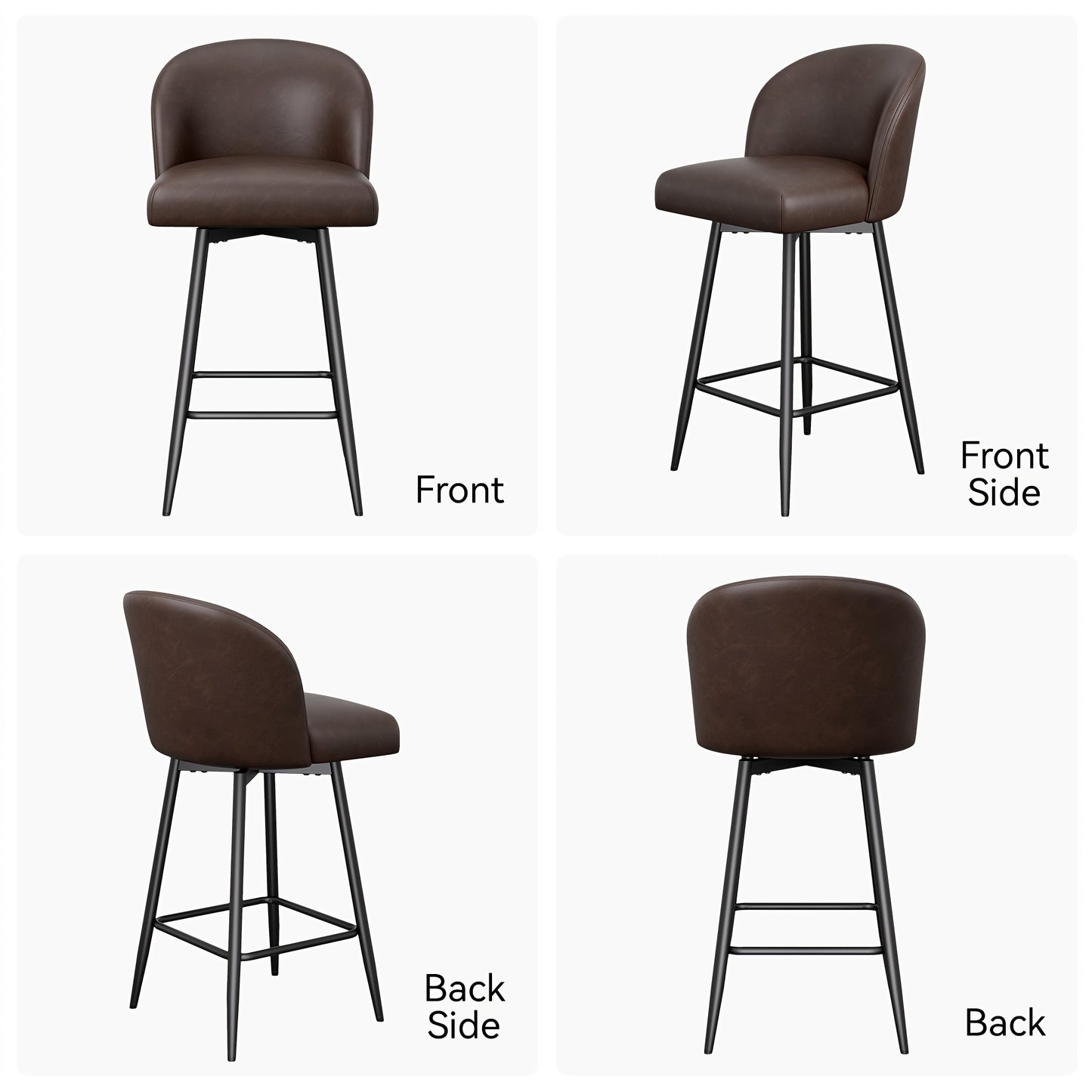 Barstoel – Barkruk – Barstoel Kruk – Keukenstoel – Barkrukken Set Van 2 – Retro Stijl – Kunstlederen Bekleding – Met Rugleuning