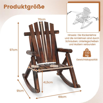 Schommelstoel – Houten Schommelstoel – Schommelstoel Tuin – Schommelstoel Balkon – Schommelstoel Terras – Massief Sparren- en Dennenhout – Ergonomische Hoge Rugleuning