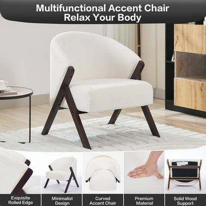 Easy Assembly Lounge Chair - Minimalist Upholstered (No Soft) Reading Side Chair Suitable for Bedroom & Living Room, Wood Frame, Compact, Easy Maintenance, Comfortable Seating