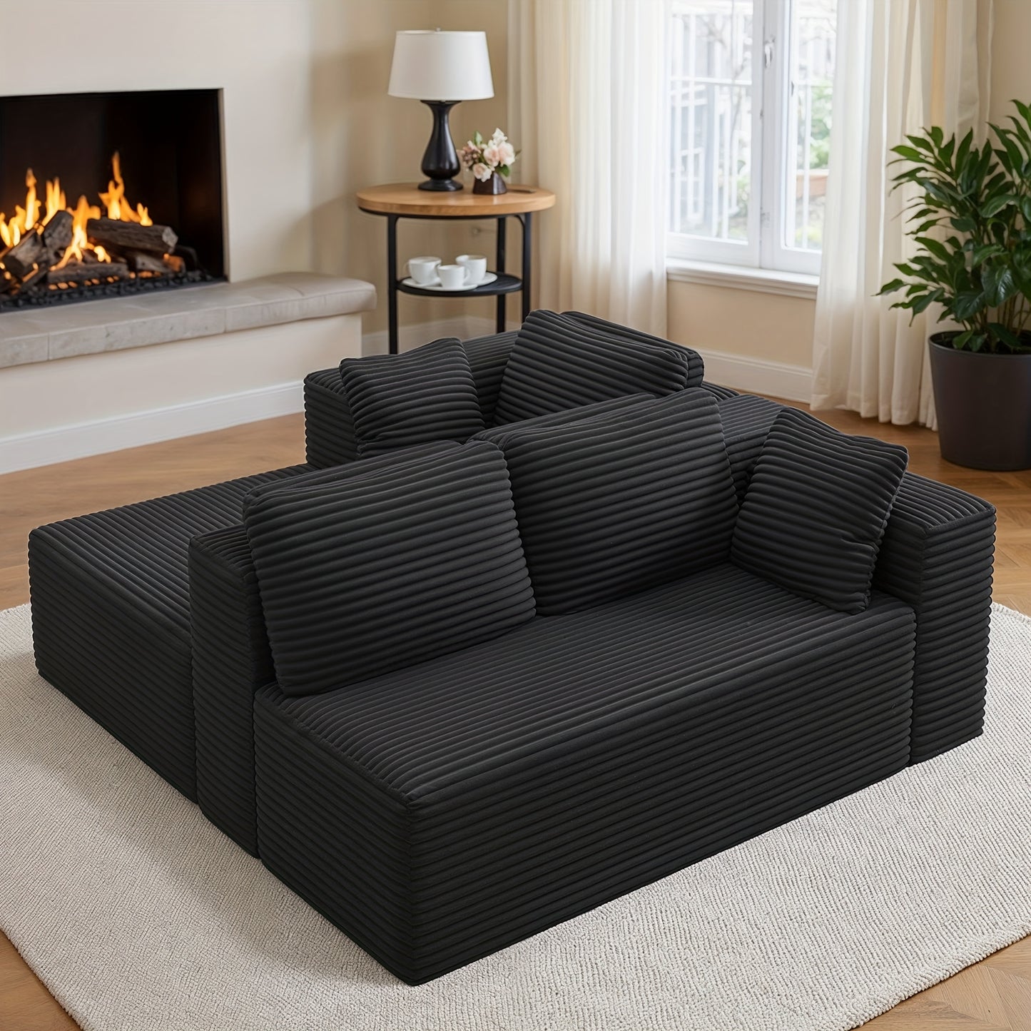 Hoekbank – Hoeksalon – L-vormige bank – Chaise longue bank – Modulaire sofa – Donkergrijs velvet – Memory foam kussens – Stevig frame