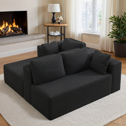 Hoekbank – Hoeksalon – L-vormige bank – Chaise longue bank – Modulaire sofa – Donkergrijs velvet – Memory foam kussens – Stevig frame