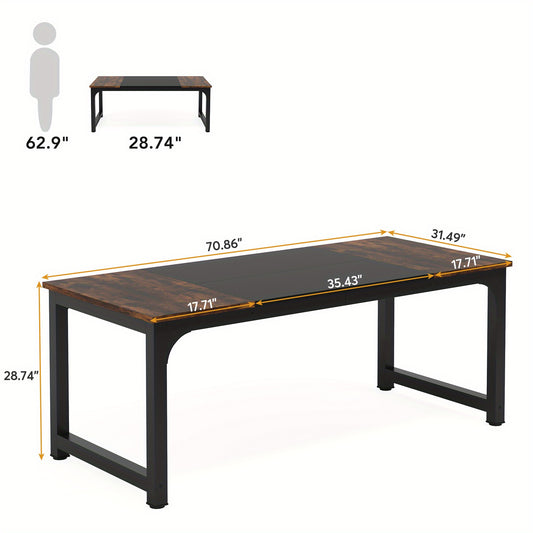 Vergadertafel – Bureautafel – Werktafel – Seminartafel – Kantoortafel – Rustiek Bruin & Zwart – E1 Spaanplaat – Stevig Metaal Frame