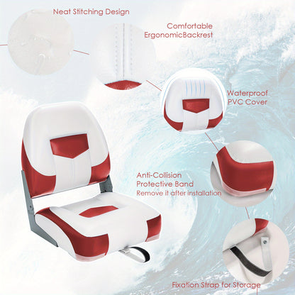 Bootstoel – Bootstoel Klapstoel – Inklapbare Bootstoel – Bootstoelen Set – Boot Zitstoel – Inklapbaar Design – Waterbestendig PVC & 11cm Schuimvulling – Rood/Wit 2 Stuks Set