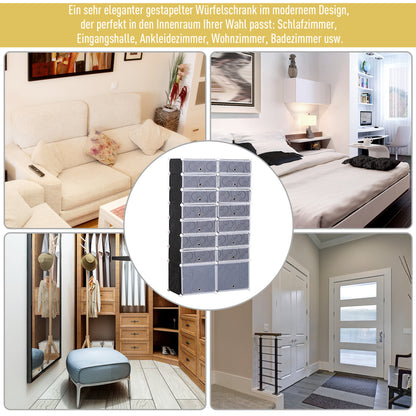 Modulaire Schoenenkast – Schoenopberger – Schoenwand – Schoenrek – Schoenenkast – 32 Paar Schoenen – Stabiel PP Plastic en Metaal