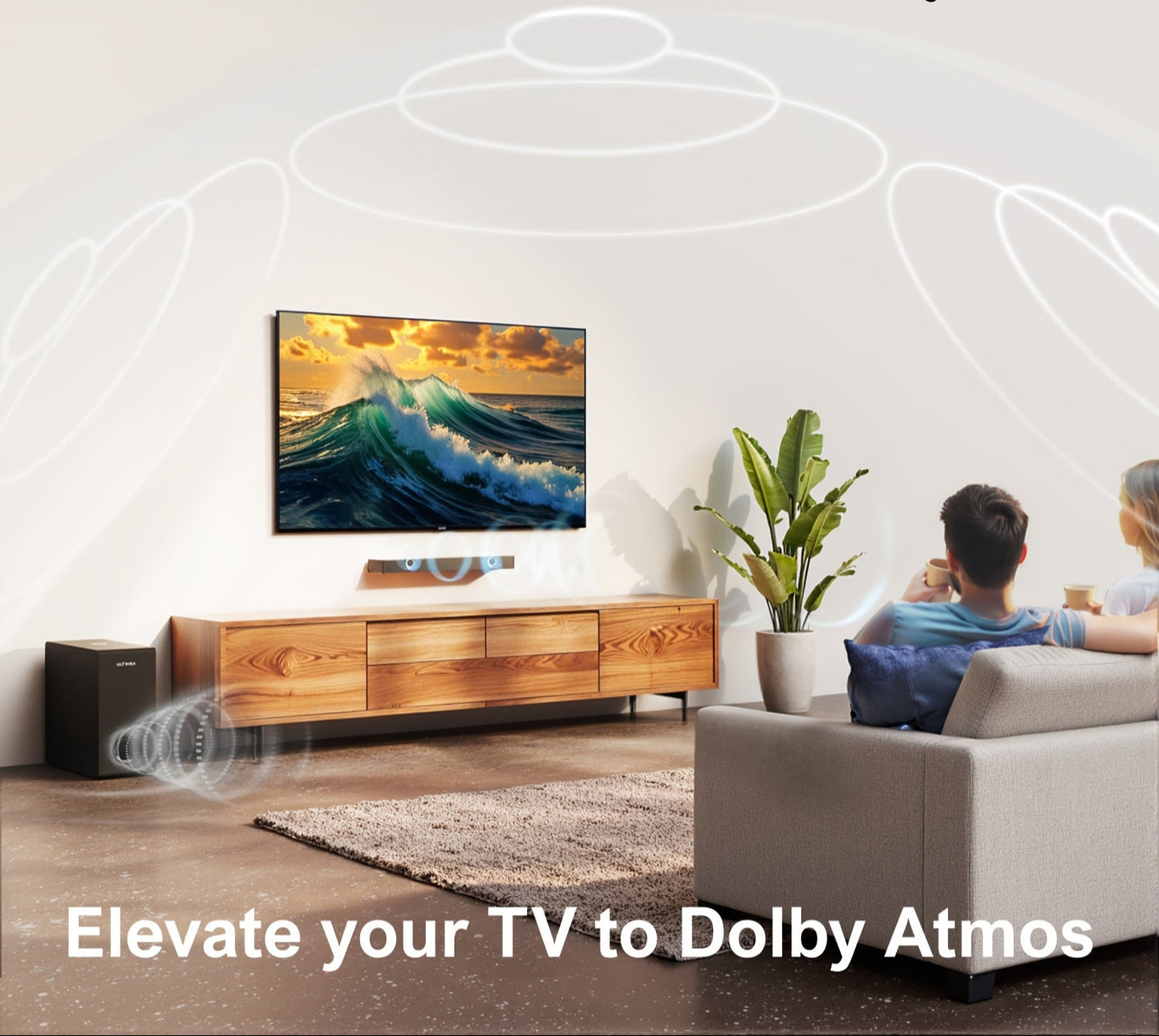 Soundbar – Geluidsbalk – TV Speaker – Home Cinema Geluidssysteem – Surround Sound Set – 2.1 Kanaals Met Subwoofer – Dolby Atmos Ondersteuning – 190W Bass Boost