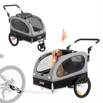 Hondenaanhangwagen – Hondenwagen – Fietskar Honden – Hondentrailer – Wandelwagen Hond – Draagvermogen 45 kg – Inklapbaar Frame Met Snelle Wielverwijdering