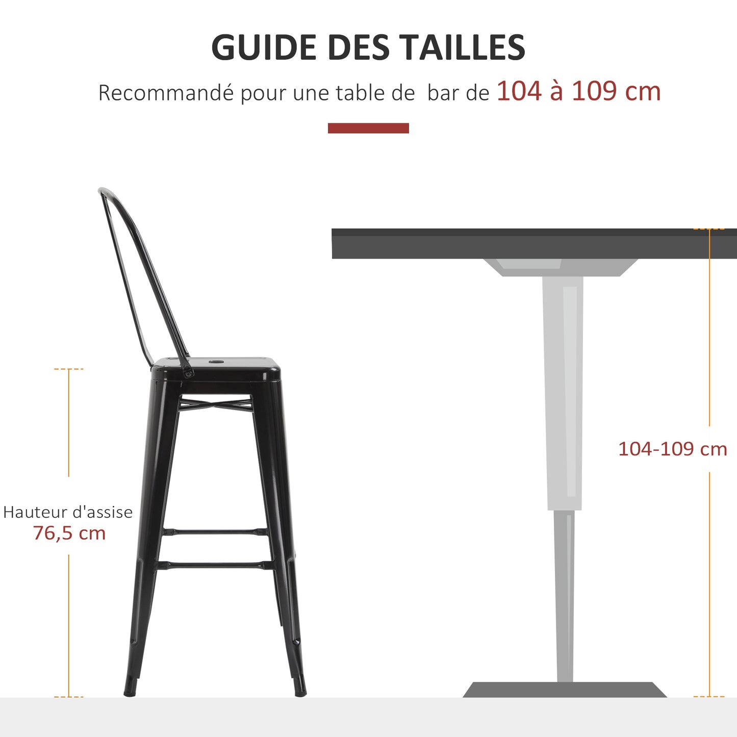 Barstoel – Barkruk – Barstoel Kruk – Barkrukken – Keukenstoel – Industrieel Design – Met Rugleuning en Voetsteun – Zithoogte 76,5 cm – Zwart Metaal
