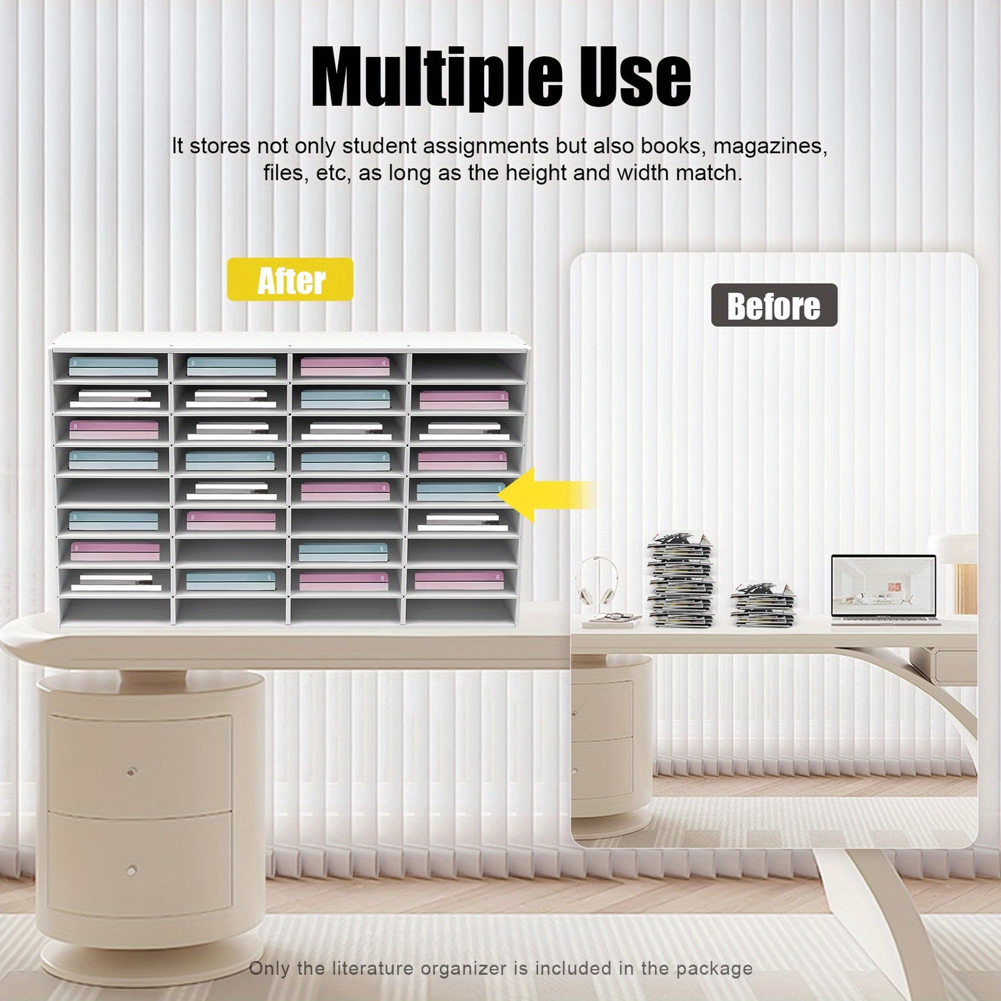 36-vaks PVC Opbergkast – Documenten Organizer – Archiefkast – Bureauhouder – Folderhouder – Wit – Stevig PVC Met Vilten Binnenkant – Compact Modern Design 100x30x61 cm