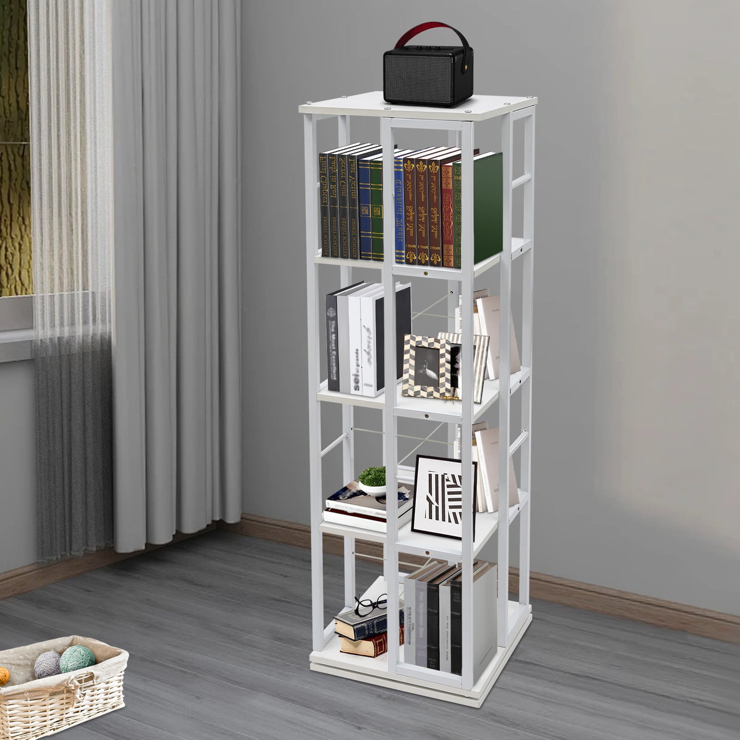 Boekenrek – Boekenkast – Vakkenkast – Boekenplank – Opbergrek – 4-laags – Wit – Hoogwaardig Hout – Draagvermogen 30 kg per plank