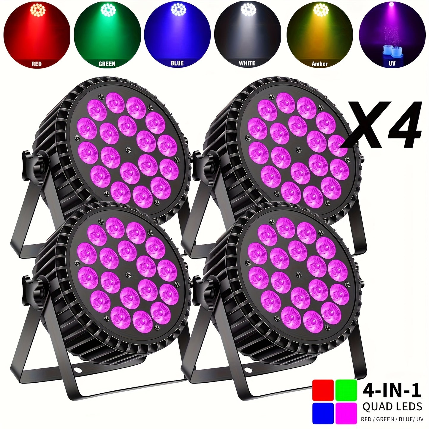 LED Par Lamp – Podiumverlichting – Feestverlichting – Disco Licht – Stage Light – RGBWA + UV 6-in-1 LED’s – Aluminium Behuizing Met DMX 7/10-Kanaals En Strobe Effect