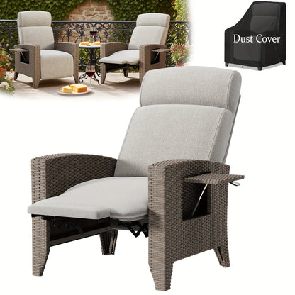 Ligbed – Lounger – Zonnebed – Ligstoel – Tuinstoel – Verstelbare Rugleuning 95°-165° – Inclusief Inklapbare Zijtafel en Dust Cover
