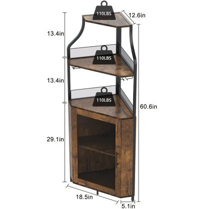 Barkast – Wijnkast – Drankkast – Buffetkast – Opbergkast – Hoekmodel – Compact 74 cm Hoog – Afneembaar Rek Met Gaasdeur