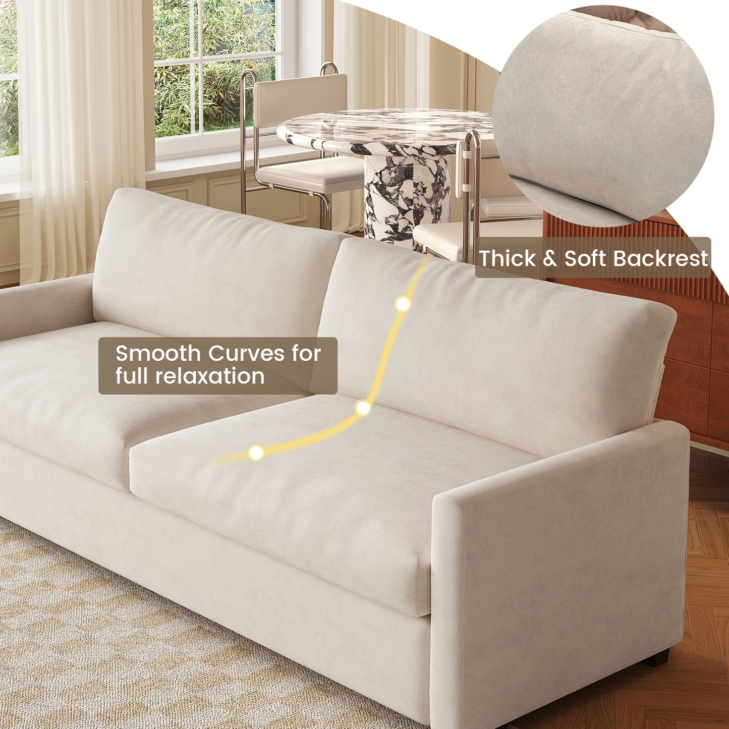 Bank – Tweezitsbank – Sofa – Loveseat – Zithoek – Beige Kleur – Oversized Comfortabele Zitting – Eenvoudige Montage