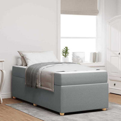 Bedframe – Bed – Tweepersoonsbed – Platformbed – Opbergbed – Lichtgrijs – Met Matras – 90x200 cm – Gestoffeerd Met Corduroy – Ruime Opbergruimte Onderbed