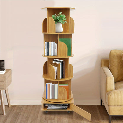 Four-story movable bookshelf-log color