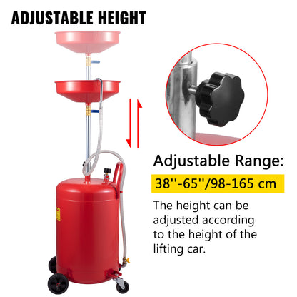 Olieopvangtank – Olieafvoertank – Olieafscheider – Olieopvangbak – Mobiele Olieopvang – 80 Liter Capaciteit – Verstelbare Hoogte Met Wielen