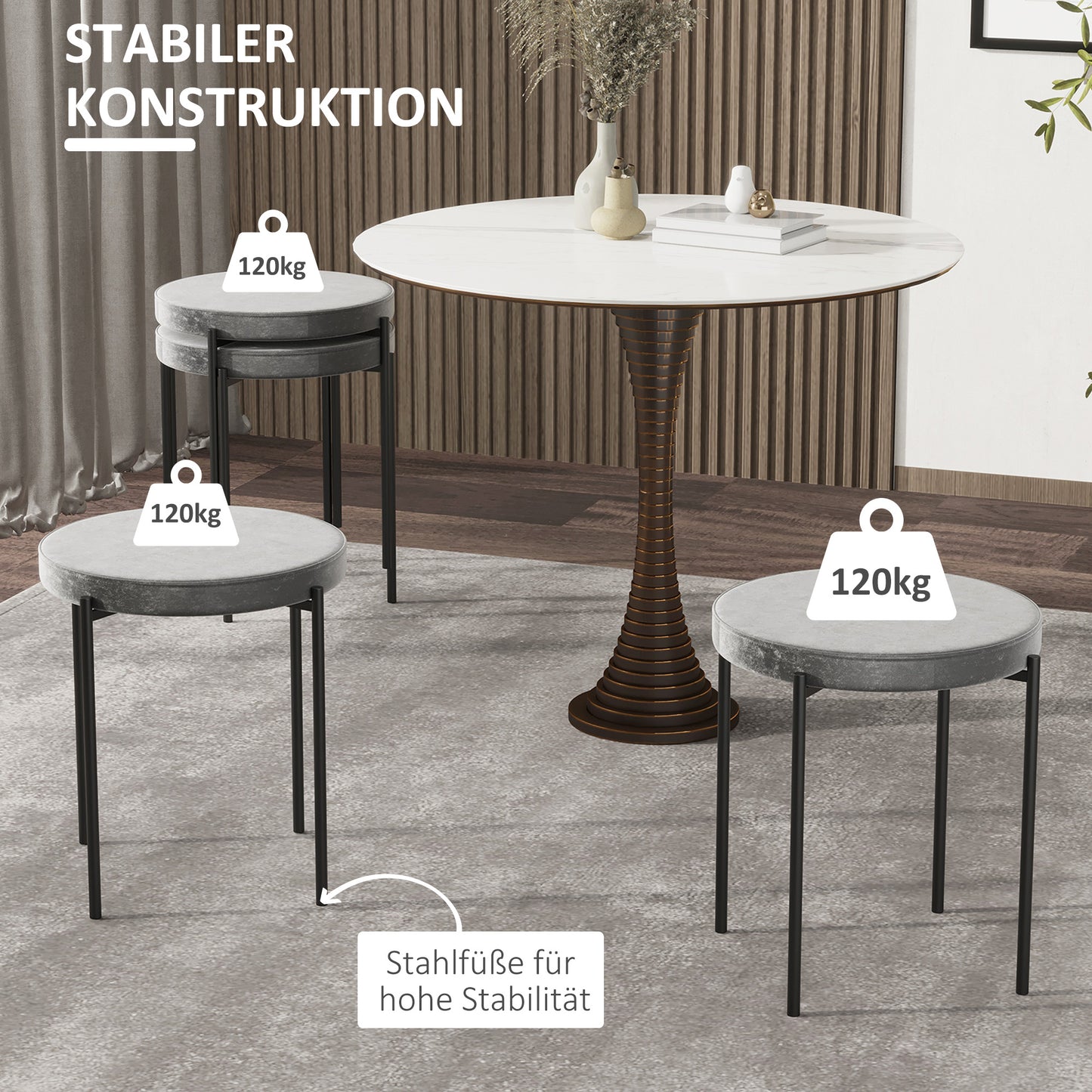 Stapelbare Krukken – Barstoelen – Keukenkrukken – Eetkamerstoelen – Zitkrukken – Set Van 4 – Fluwelen Zitting – Stevige Metalen Constructie
