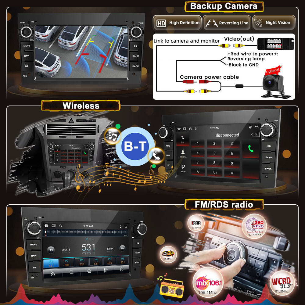Autostereo – Autoradio – Multimedia Systeem – Double Din – Carplay Android Radio – 7-Inch Touchscreen – Android 15 OS – 6GB RAM 128GB Opslag